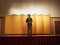 Prof. Fujiwara who is the President of NMRSJ presents greeting.