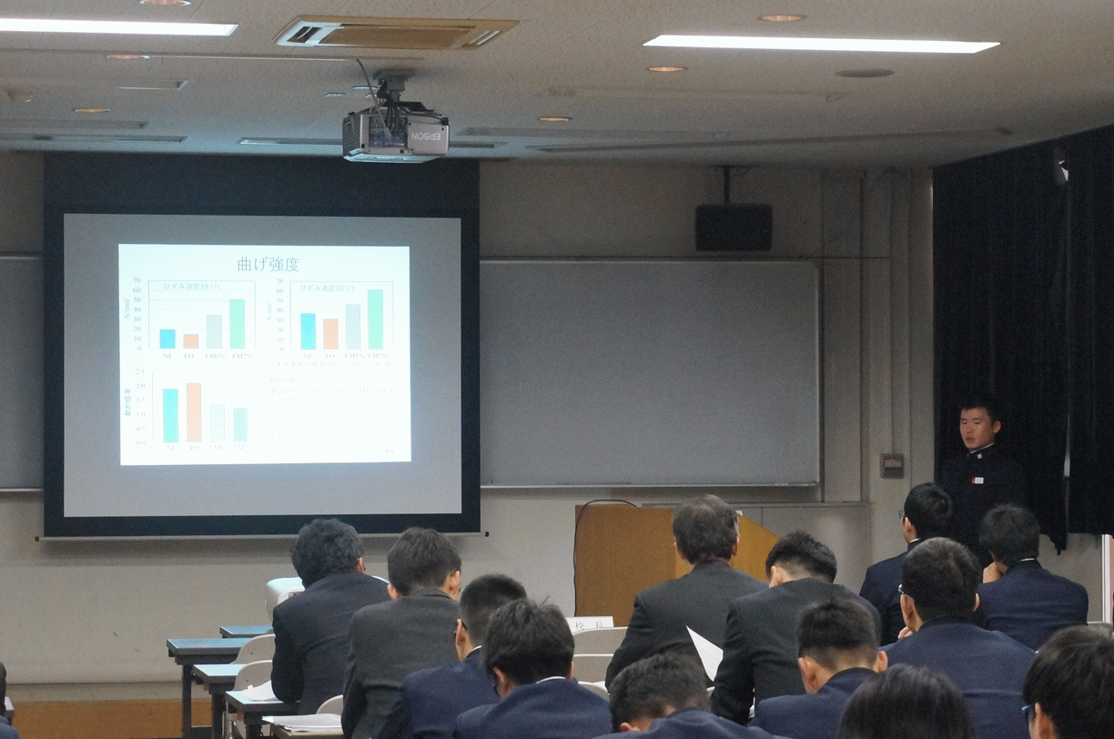 A scene of the graduation research presentation
